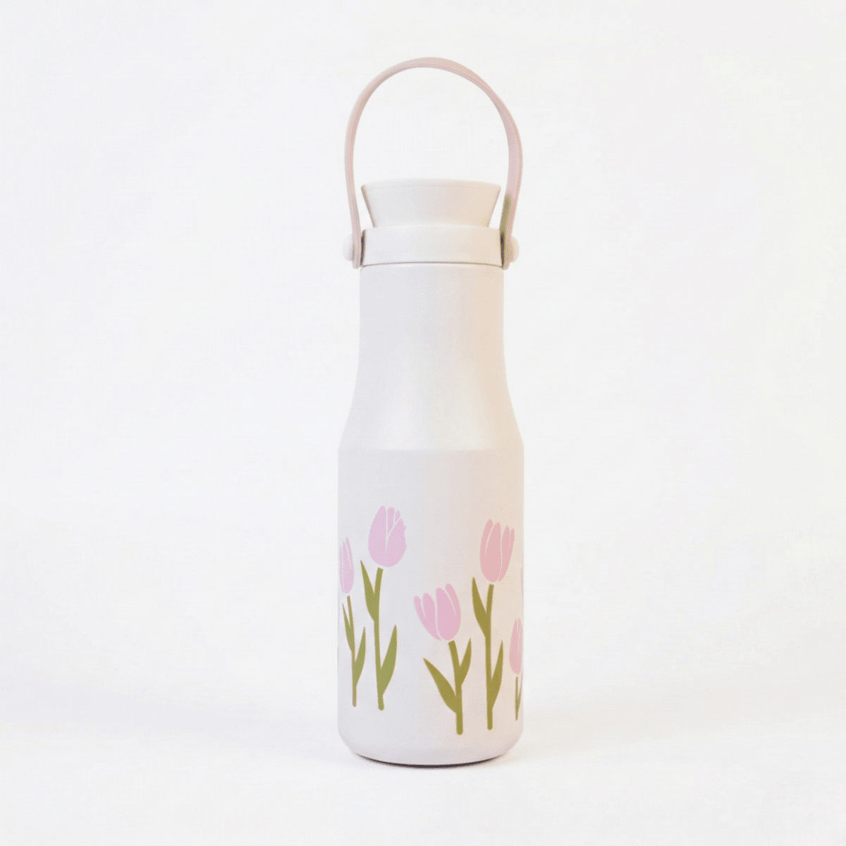 Aesthetic Pink floral Bottle| Leak Prof Stainless Steel Bottle ( 500 ML ) - Memories InsiteBLOOM tulip 500 ml white milk bottle